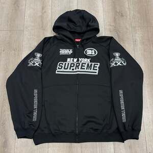 Supreme Football Zip Up Hooded Sweatshirt (FW25) Black size XXL 2XL SF
